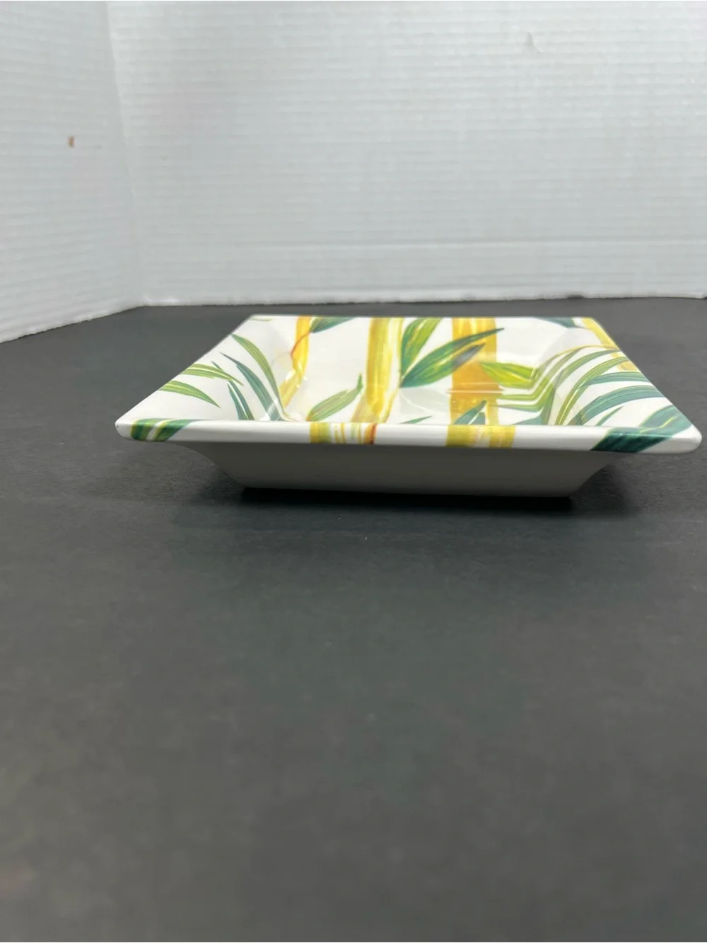 Made in Italy Ceramic Bamboo Botanical Square Serving Plate 6”